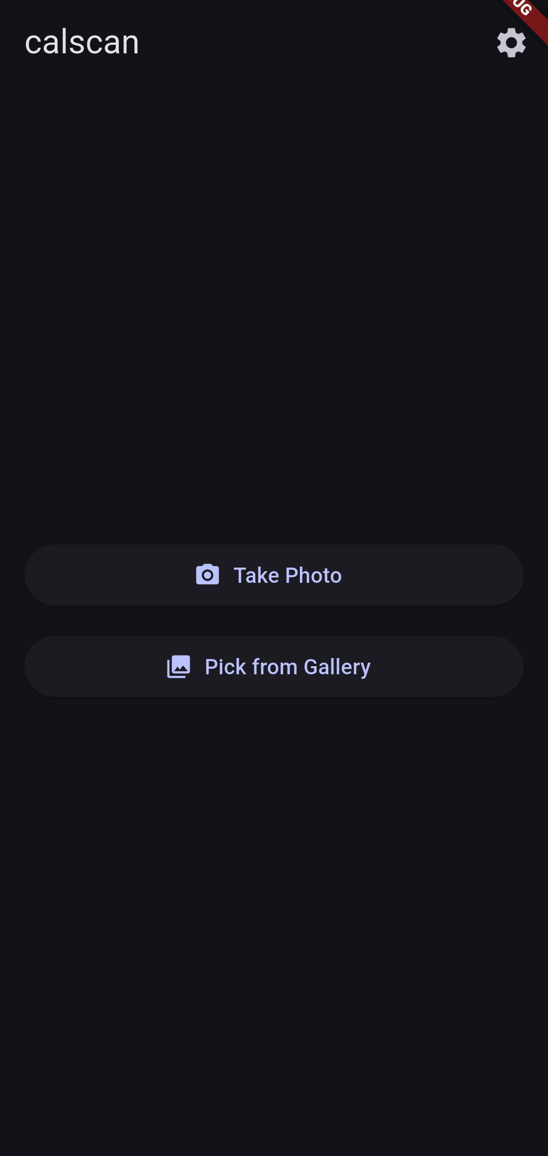 CalScan home screen